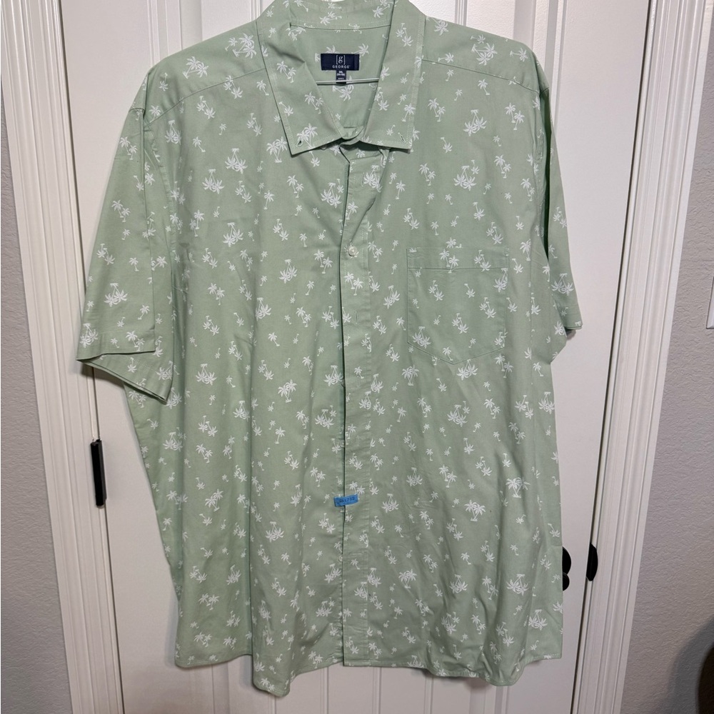 George Mint Green Shirt with White Palm Print